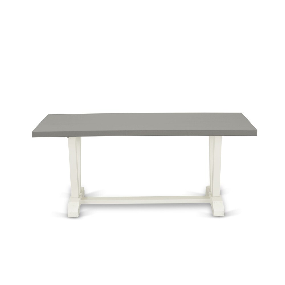 Dining Table Set Consists of a Dining Table and Baby Blue Dining Chairs   Wire Brushed linen white Finish(Pieces Options)