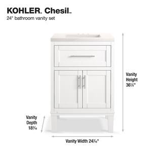 KOHLER Chesil 24 in. W x 18.64 in. D x 36.14 in. H Bathroom Vanity in White with Bianco Bella Top R35902-ASB-0