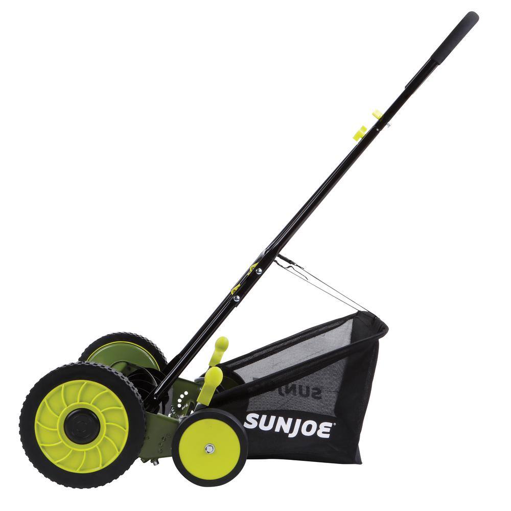 Sun Joe Mow Joe 18 in. Manual Push Walk Behind Reel Mower with Catcher MJ501M