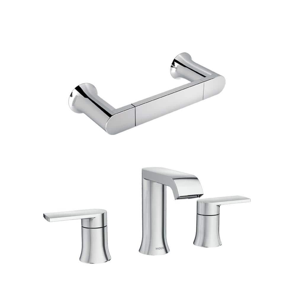 MOEN Genta 8 in Widespread 2Handle Bathroom Faucet with Towel Ring in Chrome