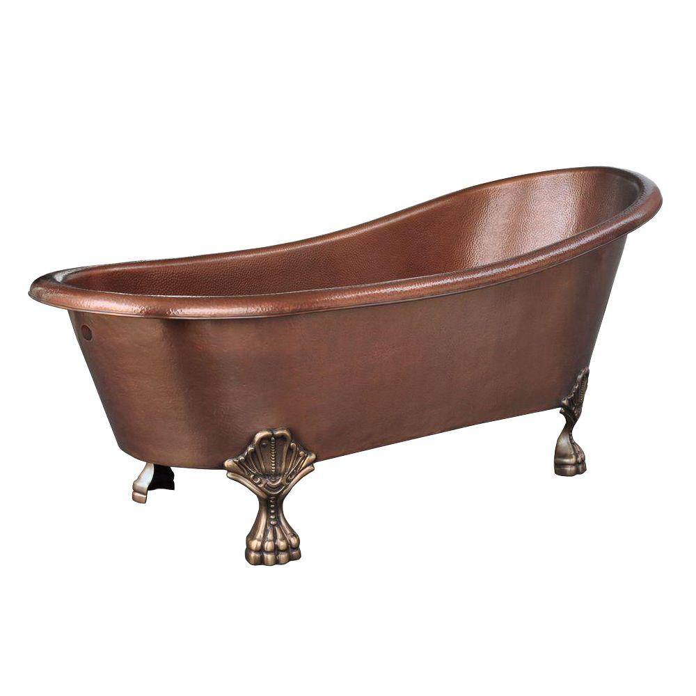 SINKOLOGY Heisenberg 67.5 in x 32 in. Freestanding Clawfoot Bathtub with Reversible Drain and Overflow Hole in Antique Copper TBT-6631CL-OF