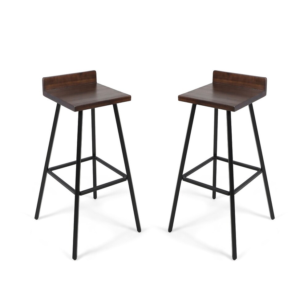 Bidwell Contemporary Indoor Acacia Wood Bar Stools (Set of 2) by Christopher Knight Home