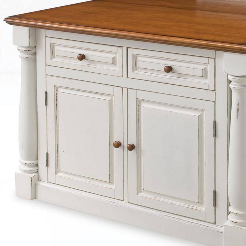 HOMESTYLES Monarch White Kitchen Island With Seating 5020-948