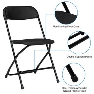 Karl home Black Steel Frame Plastic Folding Chair 304522823278