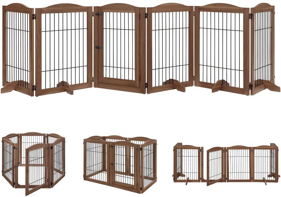 Unipaws 6 Panel Wire Dog Playpen Freestanding Pet Gate