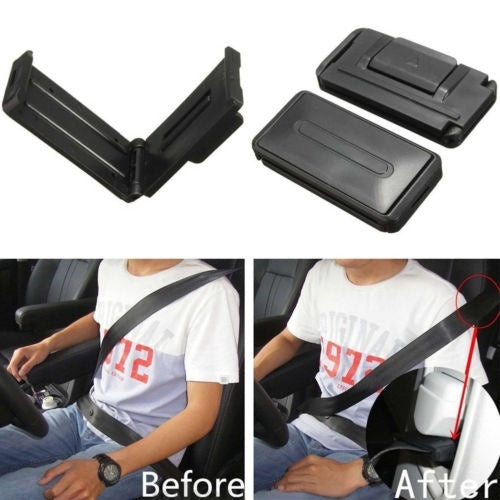 2pcs Black Car Safety Seat Belt Adjuster Clip Clamp Shoulder Neck Comfort