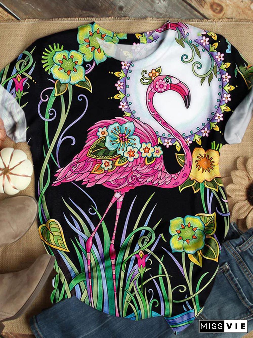 Flamingo Crew Neck T-shirt