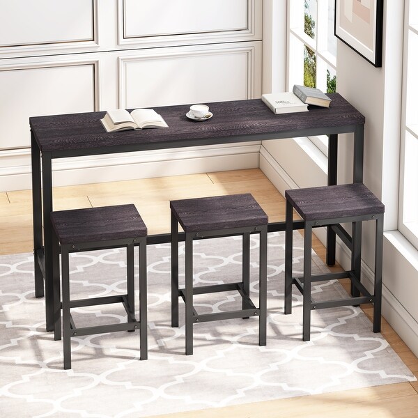 4 piece Dining Table Set with 3 Stools