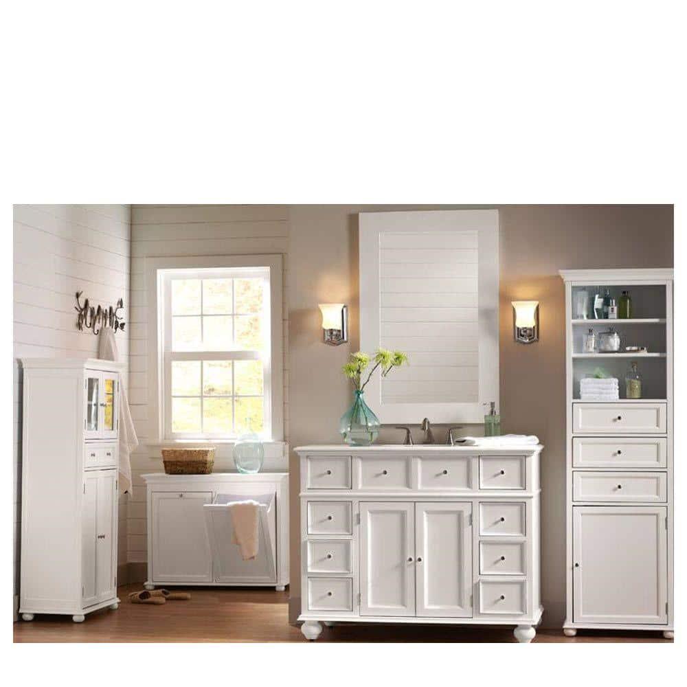 Home Decorators Collection Hampton Harbor 44 in W x 22 in D Bath Vanity in White with Natural Marble Vanity Top in White