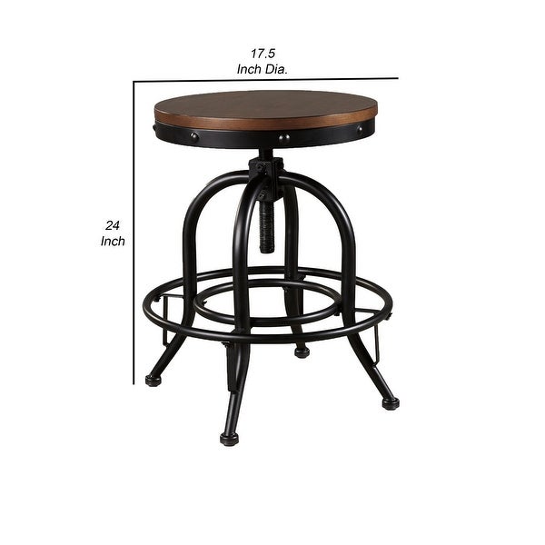 Zane 24 Inch Adjustable Swivel Counter Stool， Set of 2， Black Metal Base