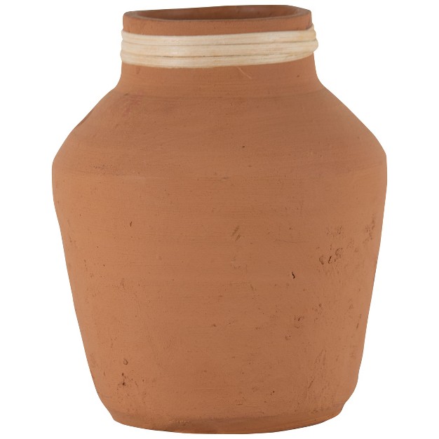 Natural Handthrown Terracotta amp Rattan Vase Foreside Home amp Garden