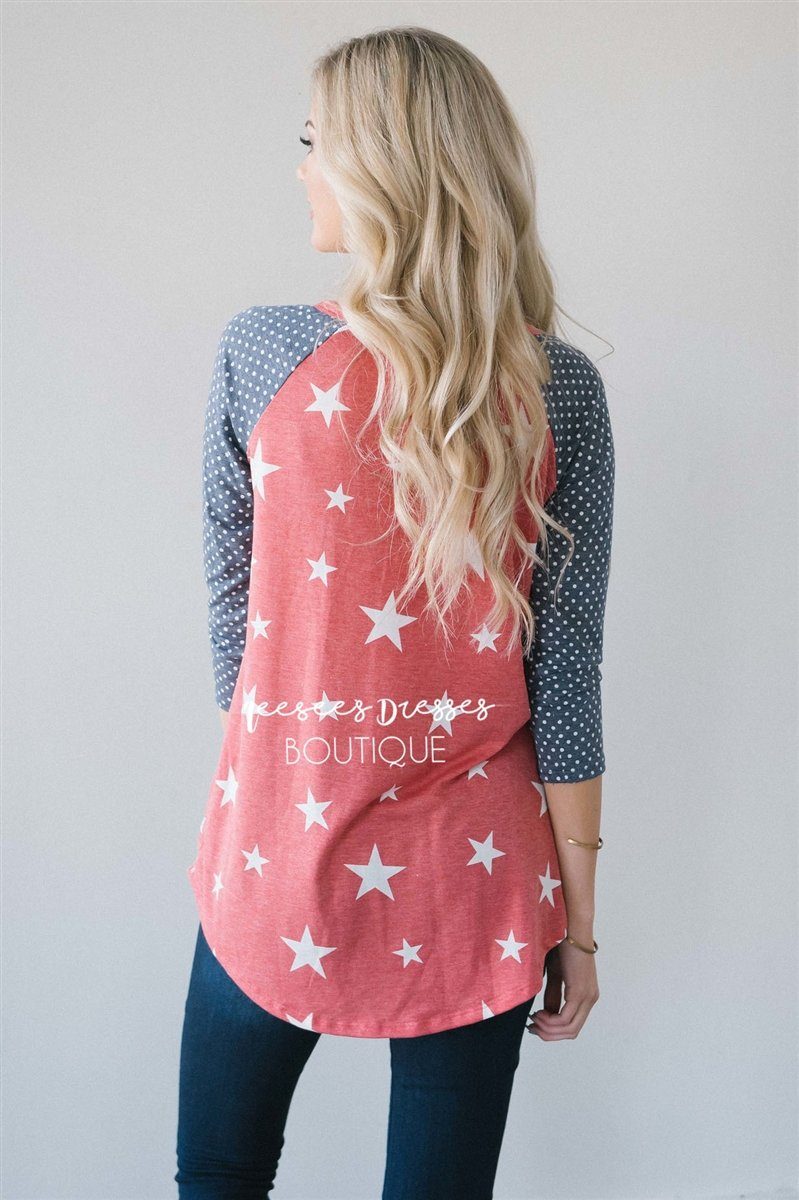 Stars & Polka Dots Baseball Sleeve Top