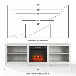 CROSLEY FURNITURE Ronin 69 in. Whitewash TV Stand Fits TV's up to 75 in. with Fireplace KF100969WW