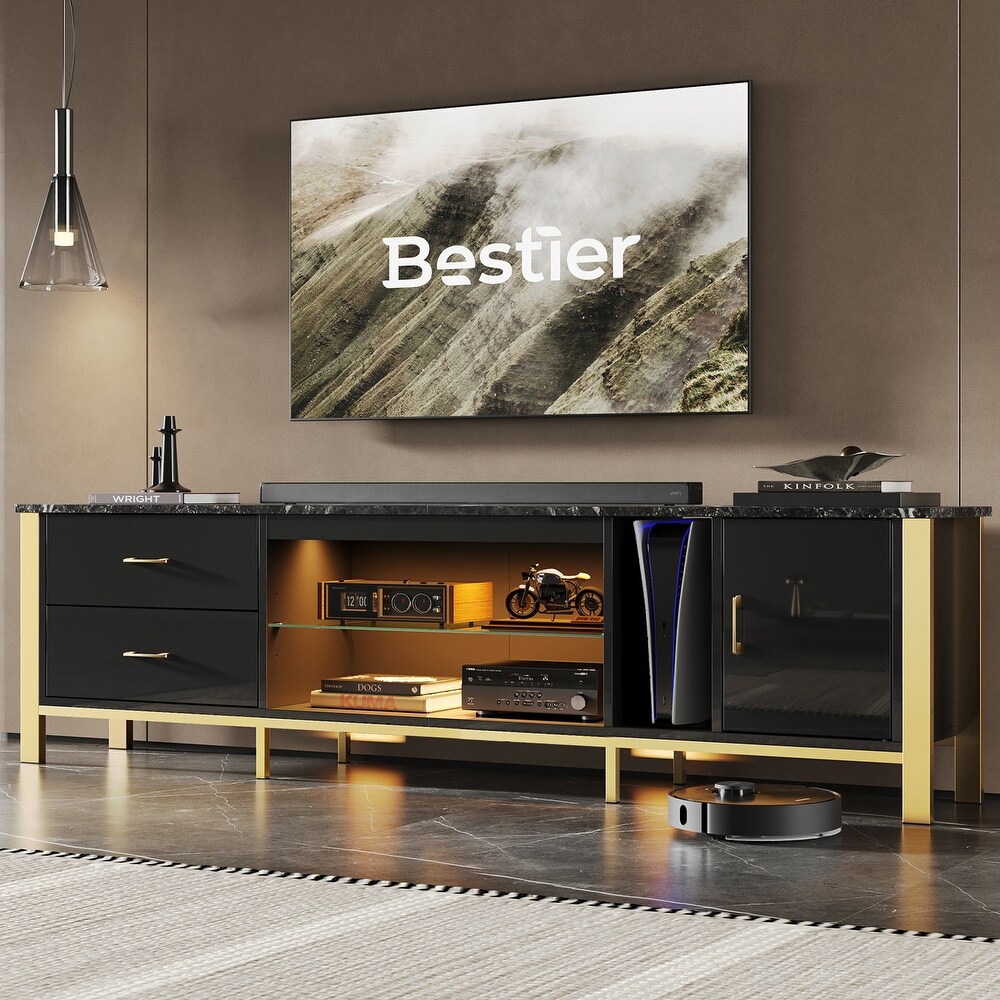 Modern TV Stands for 75/ 80/ 85 inch TV with 2 Drawers   80 inches