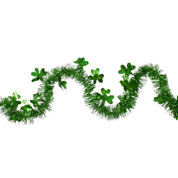 Unlit Green Tinsel Irish Shamrock St Patrick x27 s Day Garland