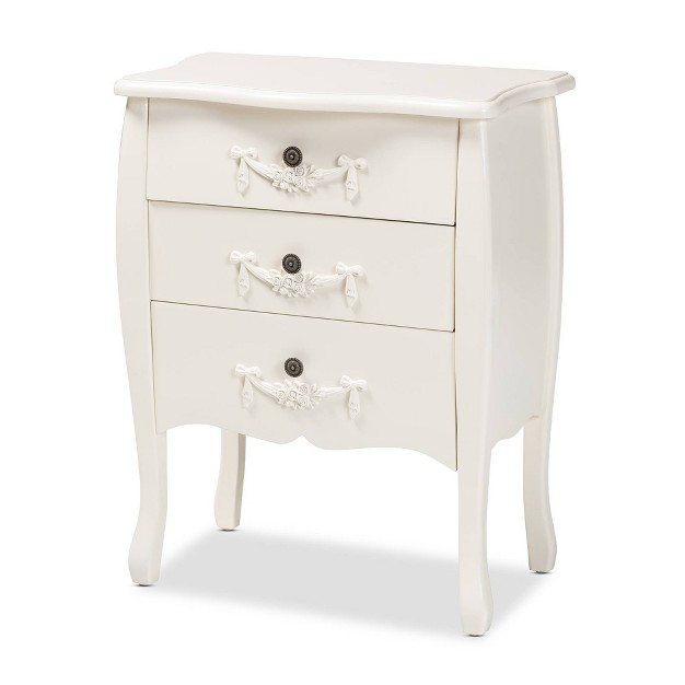 Eliya Wood 3 Drawer Storage Cabinet White Baxton Studio