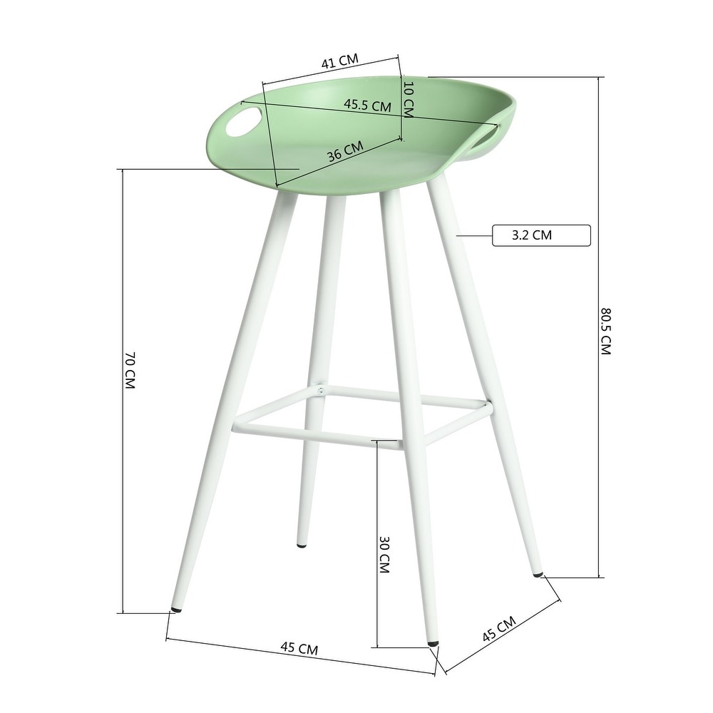 Modern Counter Height Backless Bar Stools Set of 2  Kitchen Island Chairs with Metal Legs/Footrest for Cafe