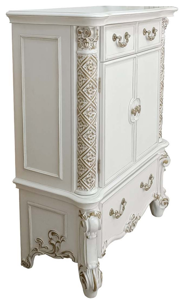 Acme Vendom Chest Antique Pearl Finish   Victorian   Accent Chests And Cabinets   by AMOC  Houzz
