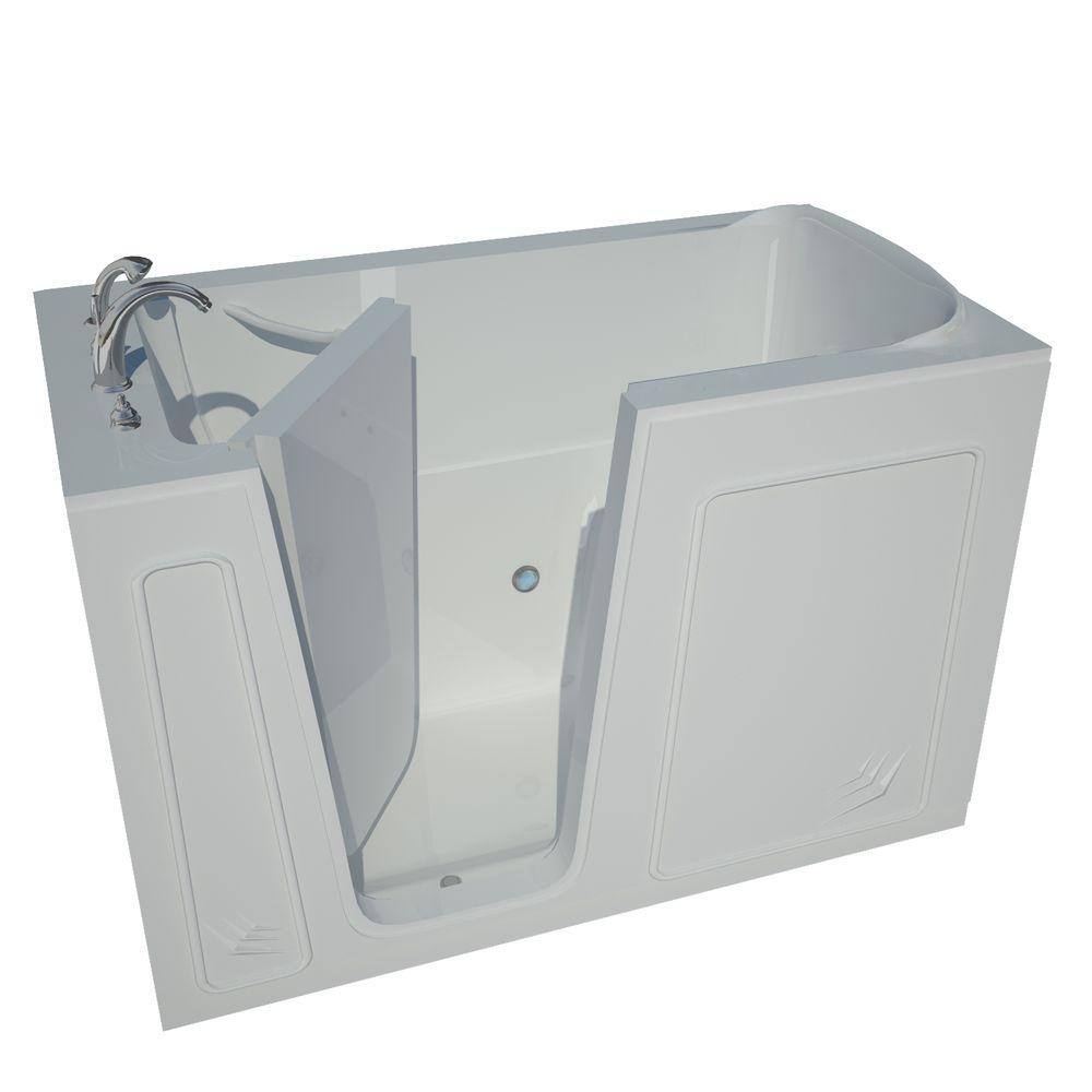 Rampart 5 ft. Walk-in Non-Whirlpool Bathtub with 6 in. Tile Easy Up Adhesive Wall Surround in White H3260LWSCC