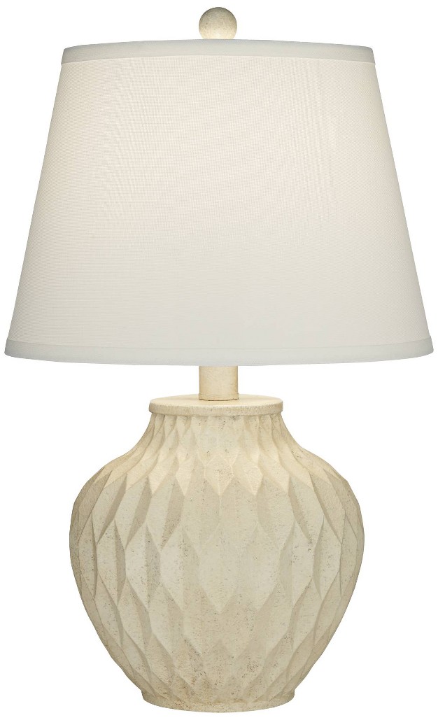 High Small Urn Farmhouse Rustic Modern Coastal Accent Table Lamp White Finish Single Living Room Bedroom Bedside