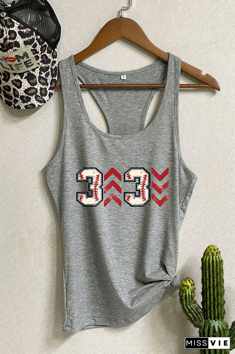 Baseball Printed Sleeveless Tank Top Wholesale