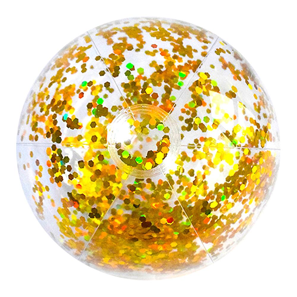 40cm/16inch Beach Ball Transparent Inflatable Swimming Pool Toy Ball With Beautiful Confetti Sequins For Summer Party Water Park Gold