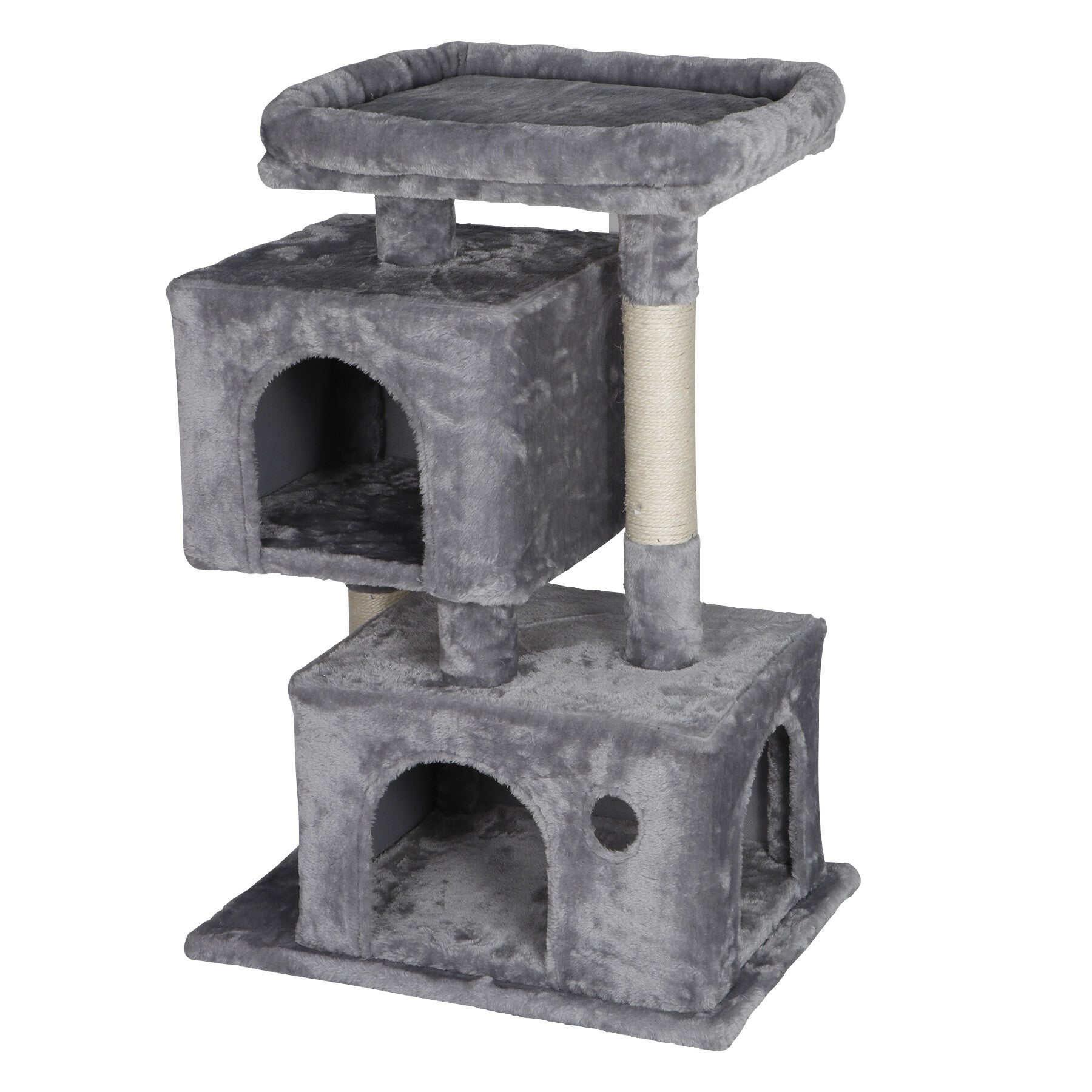 HomGarden 33.9''H Cat Tree Cat Tower for Small Medium Cats W/ Scratching Posts and Perch， Gray