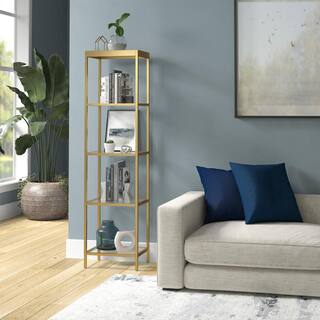 MeyerCross Alexis 70 in. Brass 4-Shelf Standard Bookcase BK0817