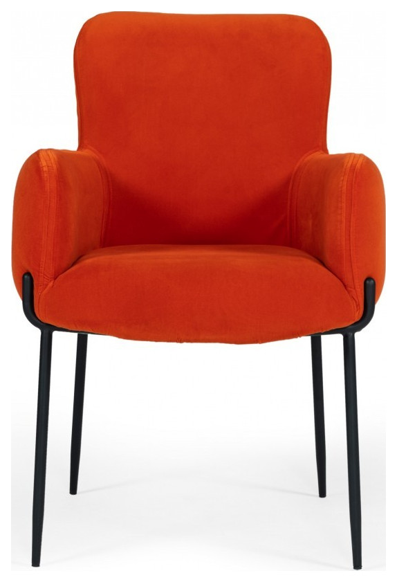 Orange Velvet Dining Chair   Midcentury   Dining Chairs   by HomeRoots  Houzz