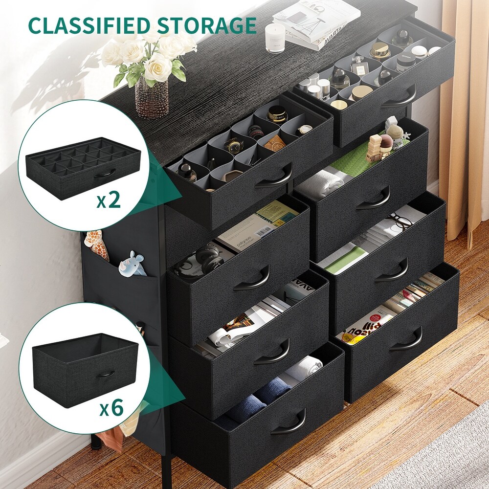 Modern 10 Drawer Dresser Fabric Storage Tower