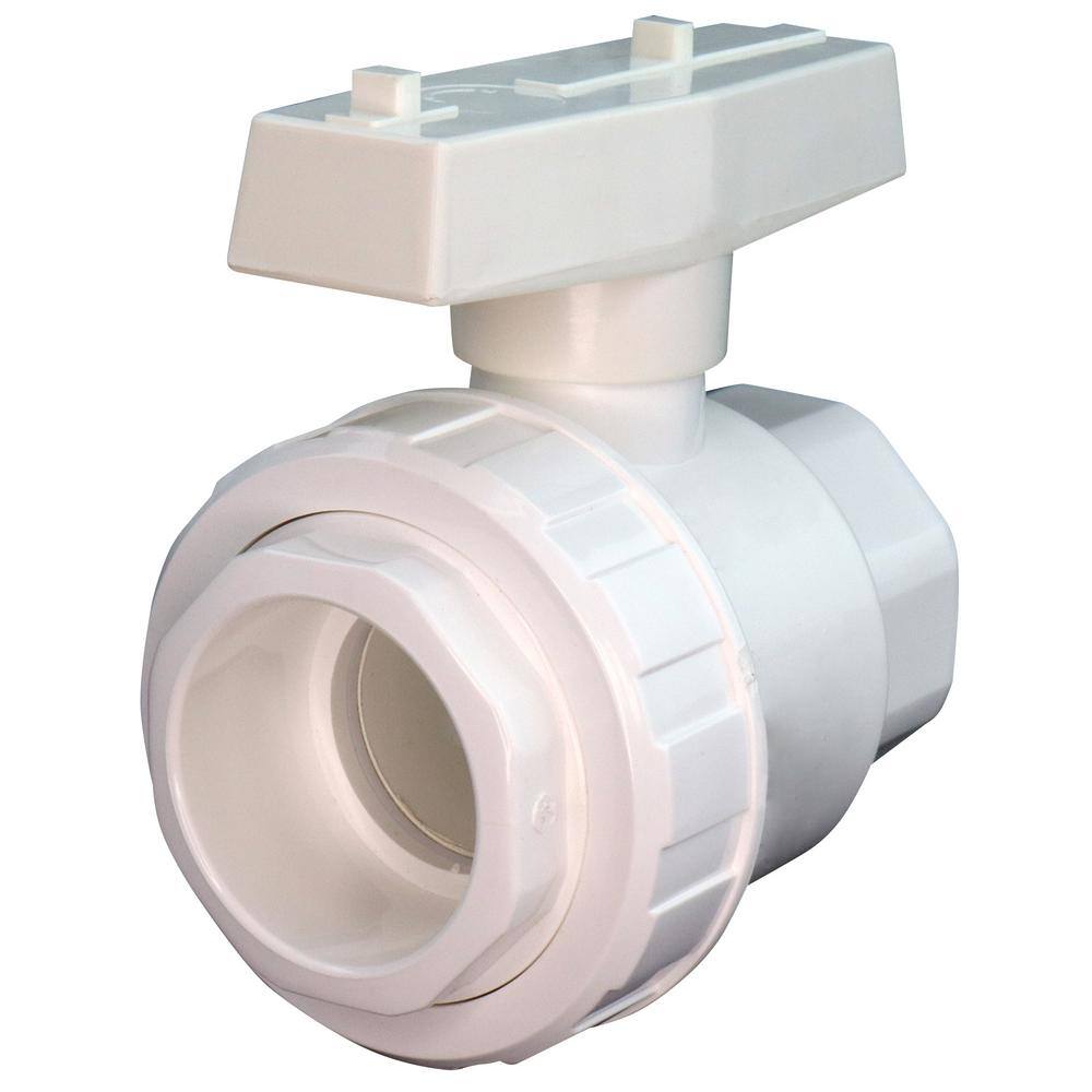 Everbilt 1-12 in. PVC Sch. 40 Single Union Slip x Slip Ball Valve PVCBV112SU