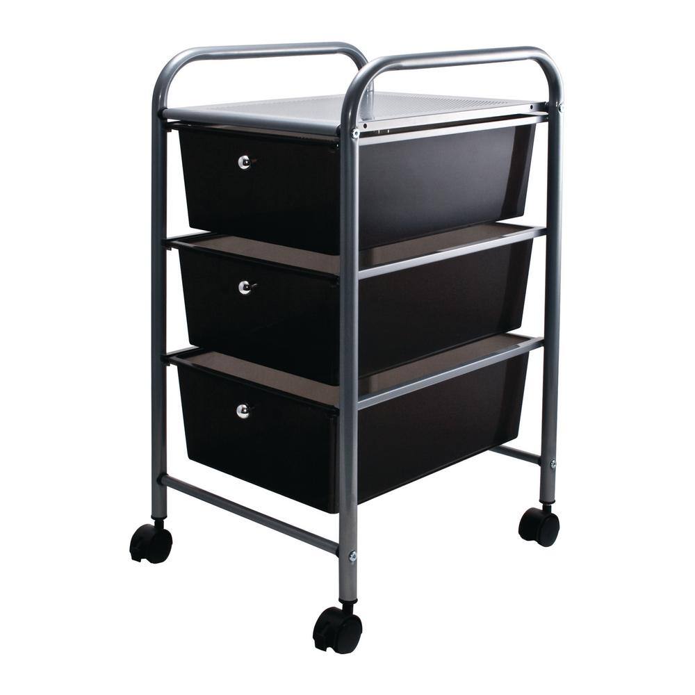 Advantus 3-Drawer Metal File Organizer Cart in Black 34006