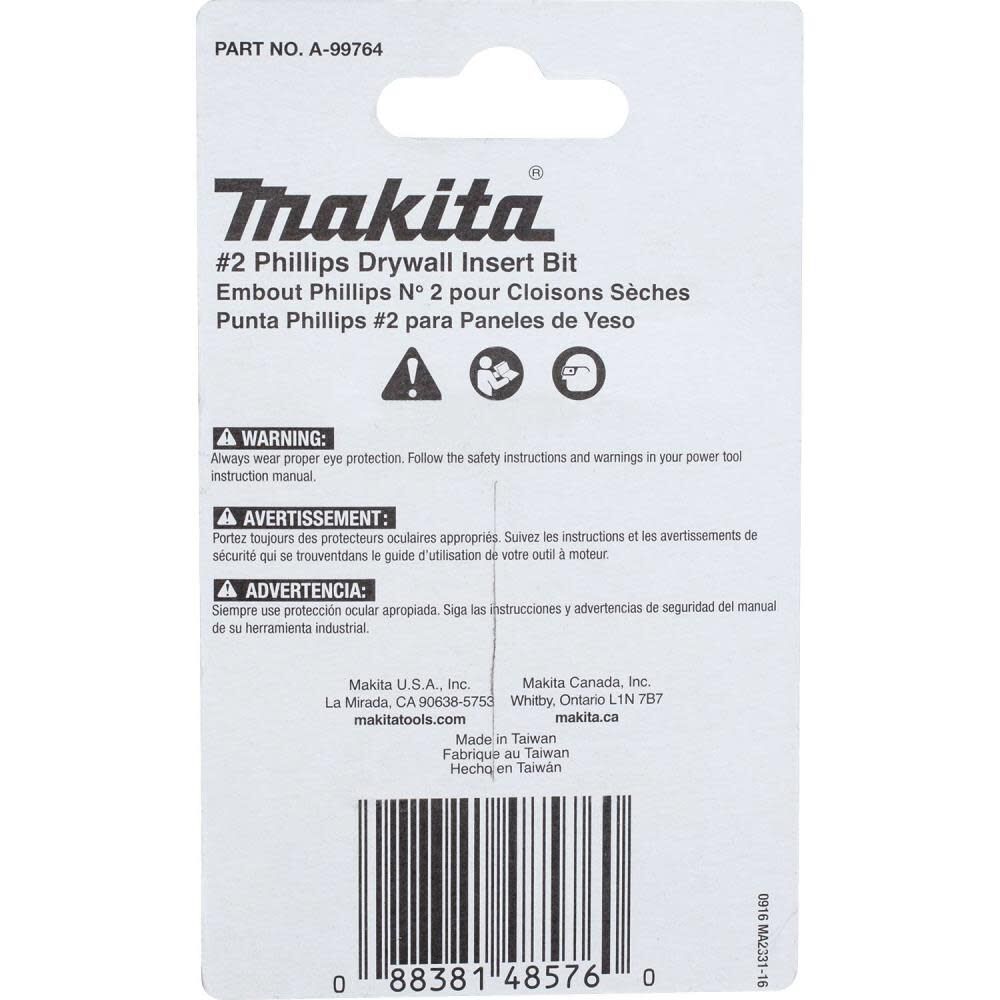 Makita Impact X #2 Phillips Drywall 1 Insert Bit 25/pk A-99764 from Makita