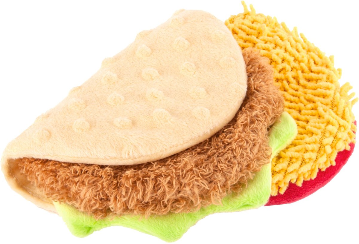 P.L.A.Y. Pet Lifestyle and You International Classic Food Taco Squeaky Plush Dog Toy