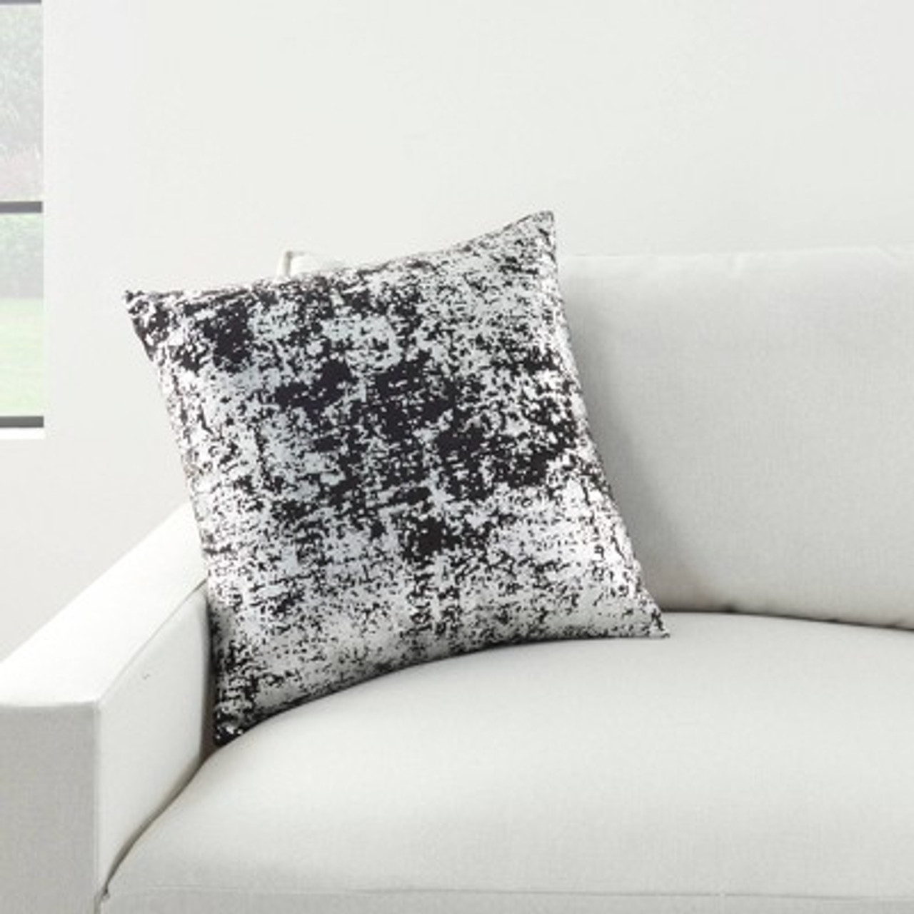 20x20 Oversize Luminescence Distressed Metallic Square Throw Pillow Black/Silver - Mina Victory