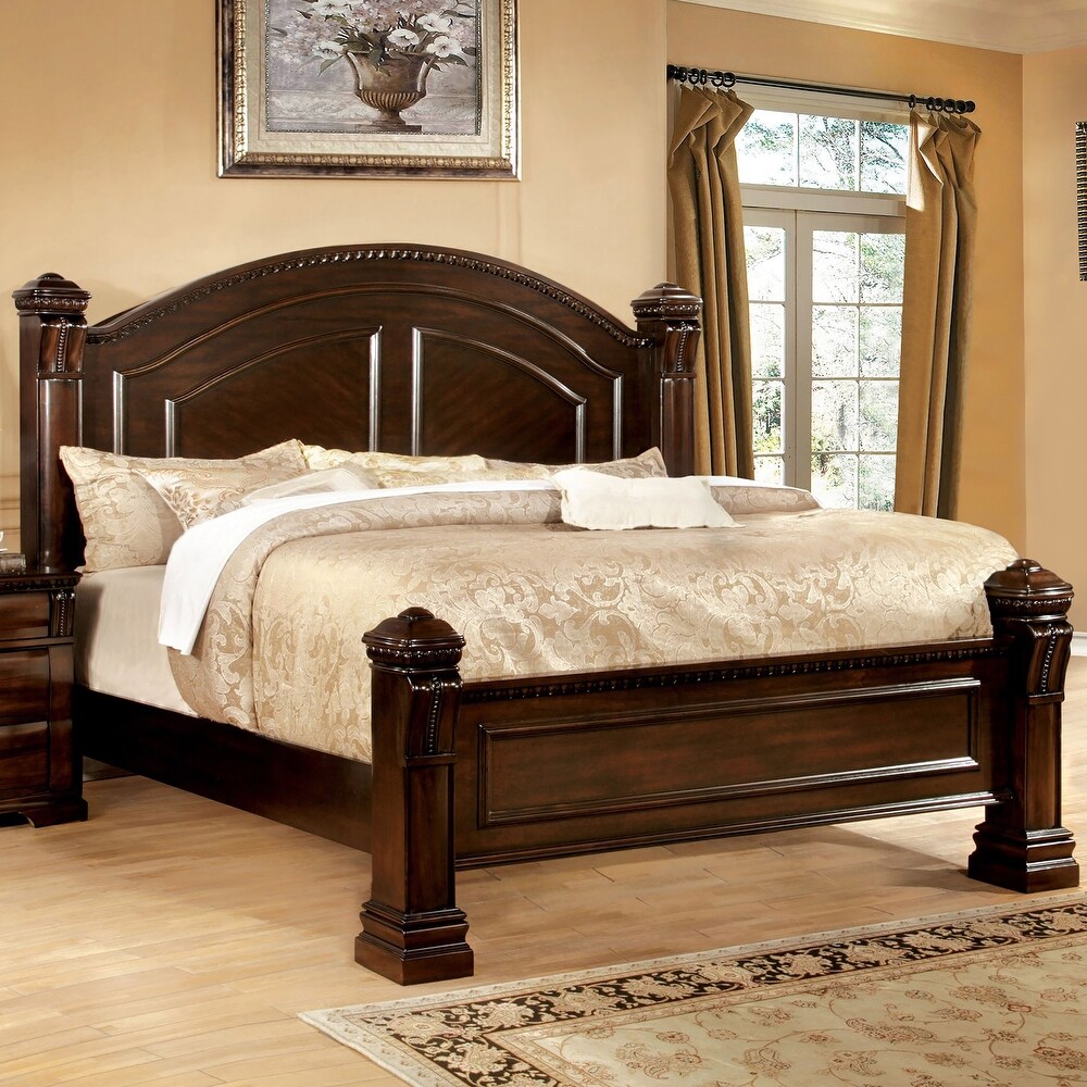 Tay Transitional Cherry Wood 4 Piece Poster Bedroom Set by Furniture of America