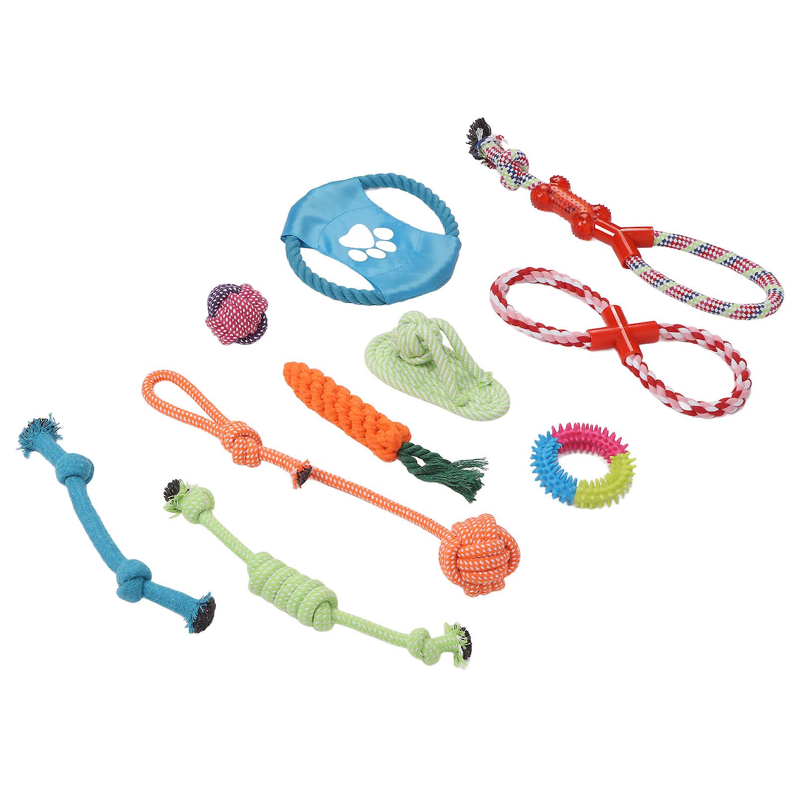 10pcs Pet Cotton Rope Toy Interactive Colorful Puppy Chewing Molar Toy For Medium Large Dog