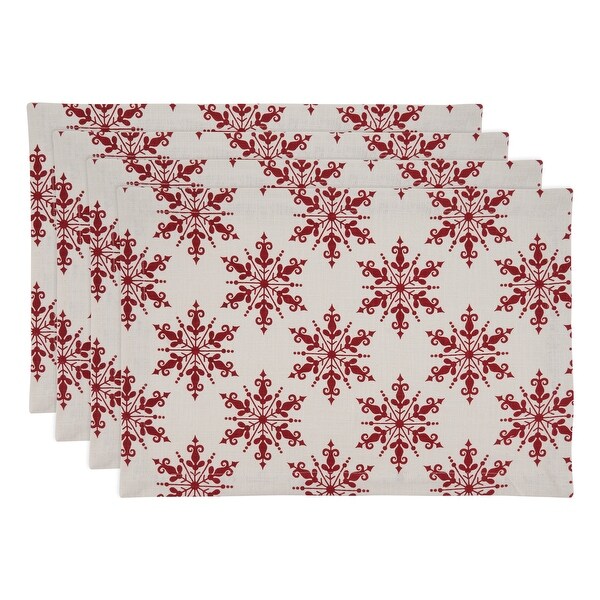 Cotton Placemats With Snowflake Design (Set of 4)