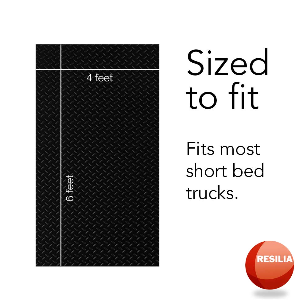 Resilia Truck Bed Mat Liner – Universal Size， Durable Heavy-Duty All-Weather Protection for Your Truck， Cargo Van， or SUV， Pickup Accessories， Trim to Fit， Black， Thick 4 Foot x 6 Foot