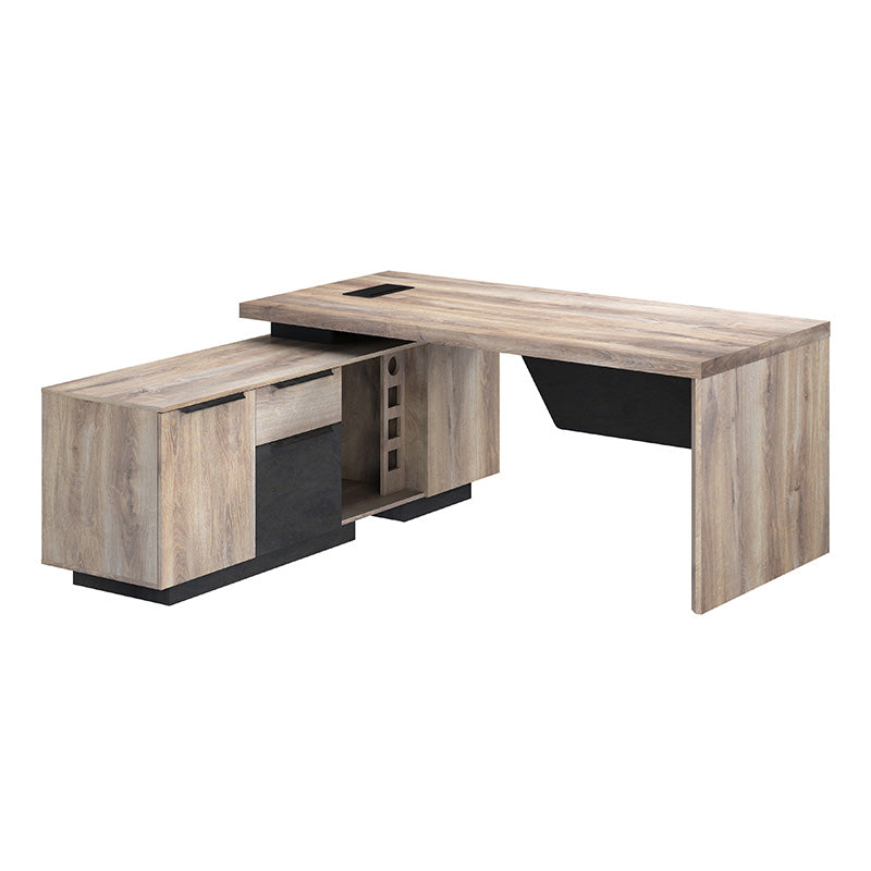 BALDER Executive Desk with Left Return 1.8-2.0M - Warm Oak & Black