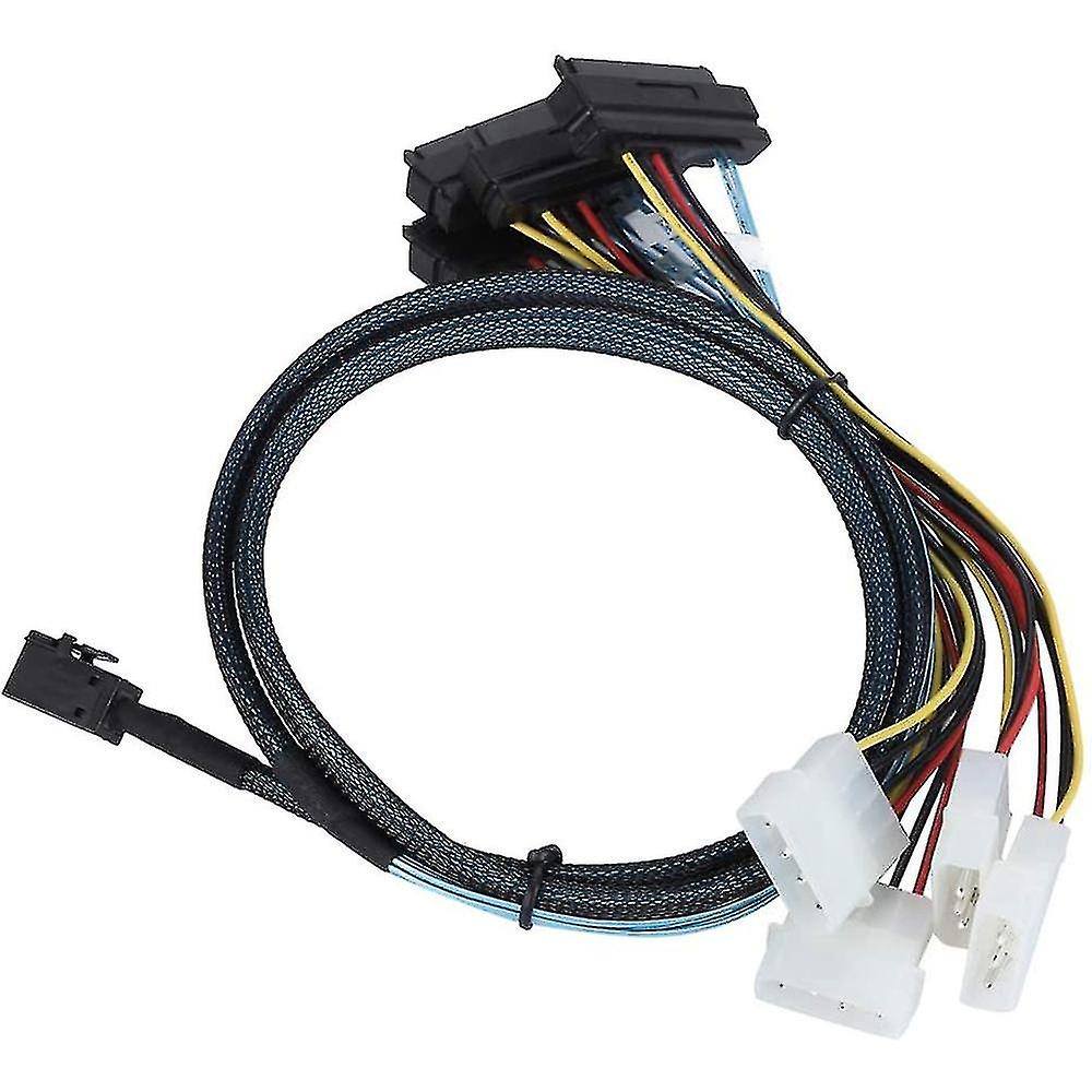 Internal Mini Sas Sff-8643 To (4) 29pin Sff-8482 Connectors With Sata Power， 1m / 3.3ft