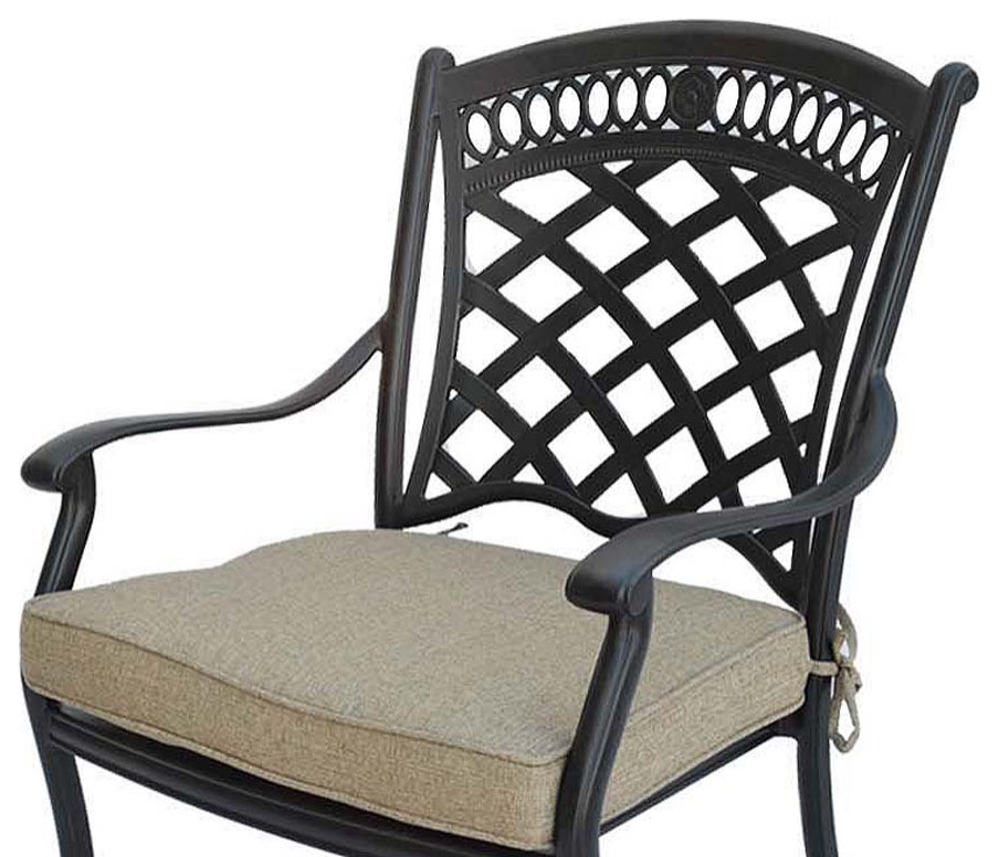 8 Piece Patio Cast Aluminum Party Bar and Swivel Set Sunbrella Seat Cushions   Transitional   Outdoor Dining Sets   by sunvuepatio  Houzz