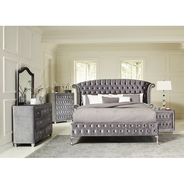 Audrey 3-piece Upholstered Tufted Bedroom Set with Dresser - - 34936369