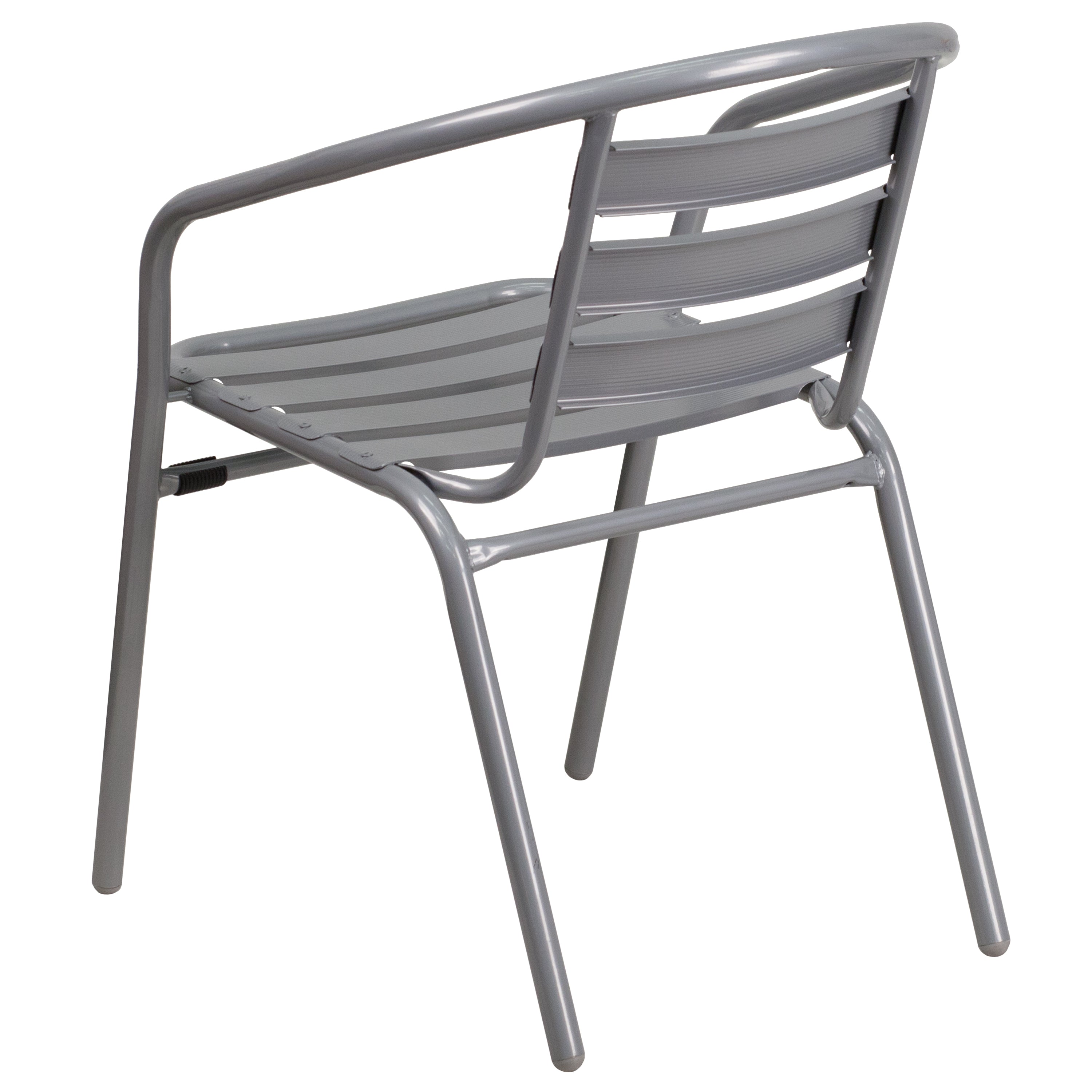 Flash Furniture 4 Pack Silver Metal Restaurant Stack Chair with Aluminum Slats