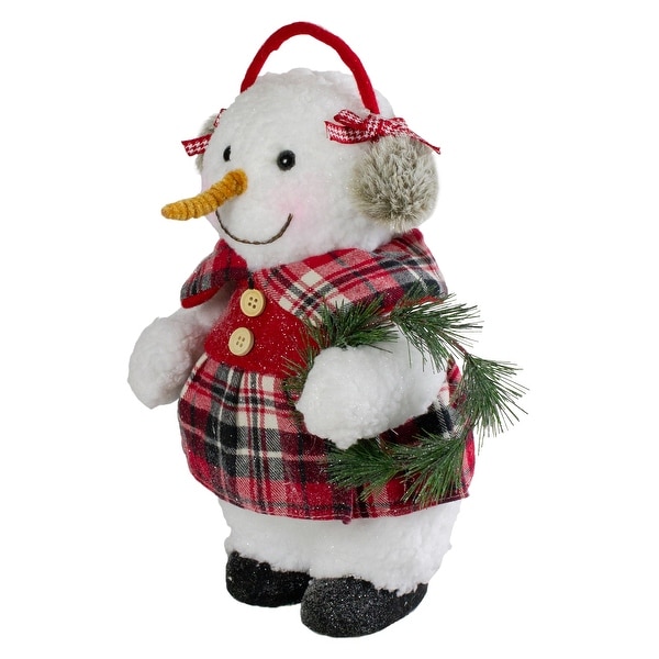 12 Plush Girl Snowman with Ear Muffs Christmas Figure