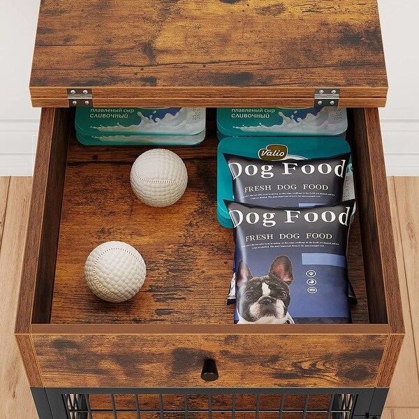 Furniture Dog Crates， Furniture Style Wood Dog Kennel End Table， Dog House Indoor Use， Chew-Proof