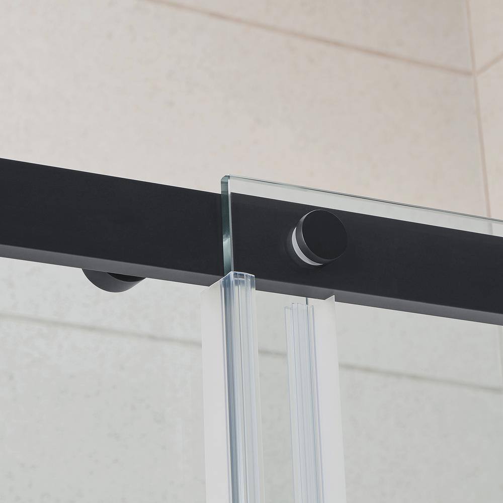 Glacier Bay Tidal 60 in. W x 59 in. H Sliding Semi Frameless Tub Door in Matte Black GBSH158