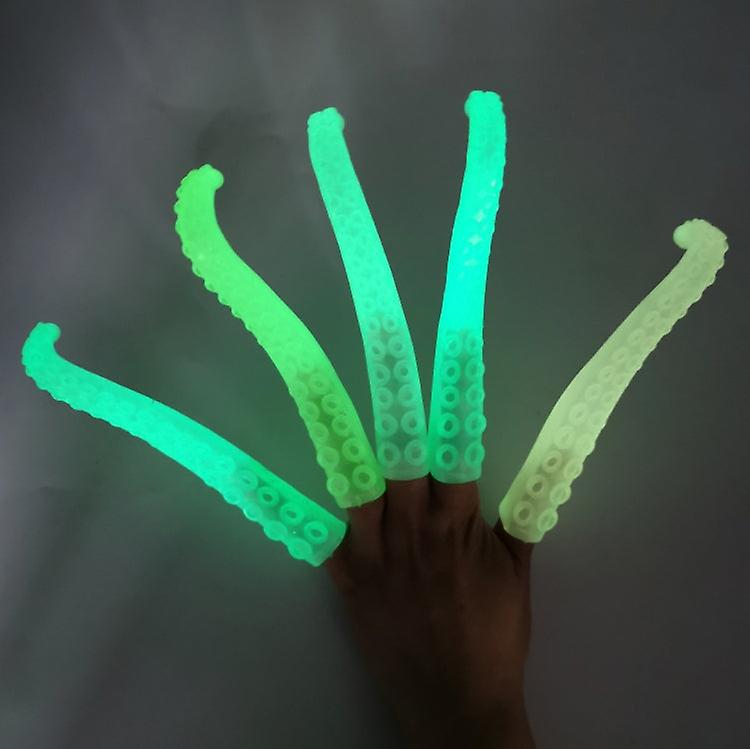 10 Pcs Tpr Soft Plastic Octopus Tentacles Finger Cover Toys Tricky Prank Finger Puppet， Random Color Delivery(Fluorescent)