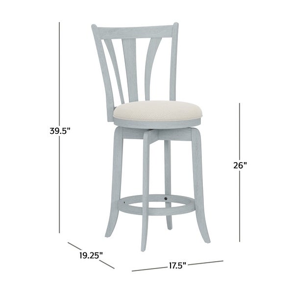 Larson Wood Counter and Bar Swivel Stool， Blue Wire brush