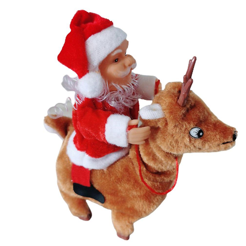 Santa Claus Electric Toys Christmas Decorations Elderly Doll Gifts Shaking Gift Shaking Music Elk Pull Cart Riding Deer Toy